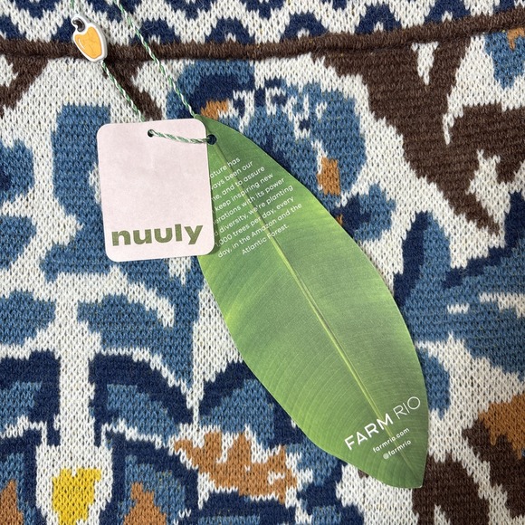 NWT Farm Rio Nuuly Womens Sz M Skirt Brown/Multi Toucan Scarf Knit Floral Mini - Picture 2 of 10